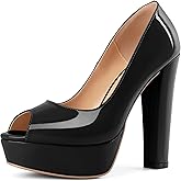 Mettesally Women's Platform High Block Heels Open Peep Toe Chunky Heeled Sandals Slip on Wedding Fashion Shoes Beige2 US Size 10