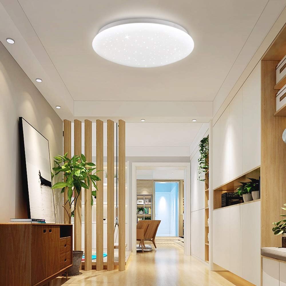 DLLT LED Flush Mount Ceiling Light-15W Modern Round Ceiling Lamp, Close to Ceiling Lights Fixture 11.4 Inch Daylight 6500K for Bedroom, Closets, Kitchen, Hallway, Stairwell, Garage, 1050LM, White - - 