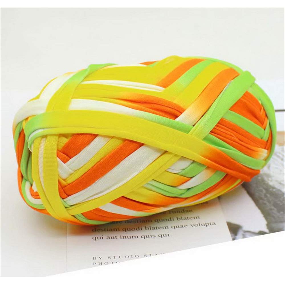 1 x Coloured t-Shirt Knitting Yarn Crochet Fabric for Craft Knitted Fabric Art (#53 Yellow and Green)