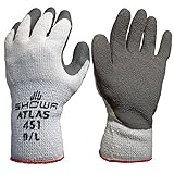 Atlas Showa - Therma-Fit 10-Gauge Insulated Seamless Liner Work Gloves with Natural Rubber Latex Coating - Grey, Large, 12-Pair - 451