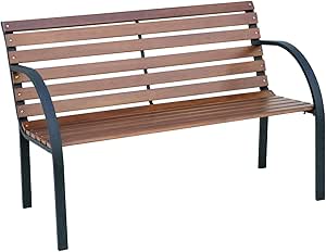 Banco para el jardín de metal y madera natural: Amazon.es: Hogar