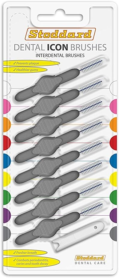 Interdental Brushes Stoddard Icon Interdental Brush 25 8 Brush In One Pack 1.3Mm Grey, Grey,white, 1 count (Pack of 8)
