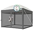 Quictent 10’x10’ Pop up Canopy Tent with Netting, One Person Instant Setup Screen House Room Tent Screened- 2 Magnetic Doors Waterproof (Gray)