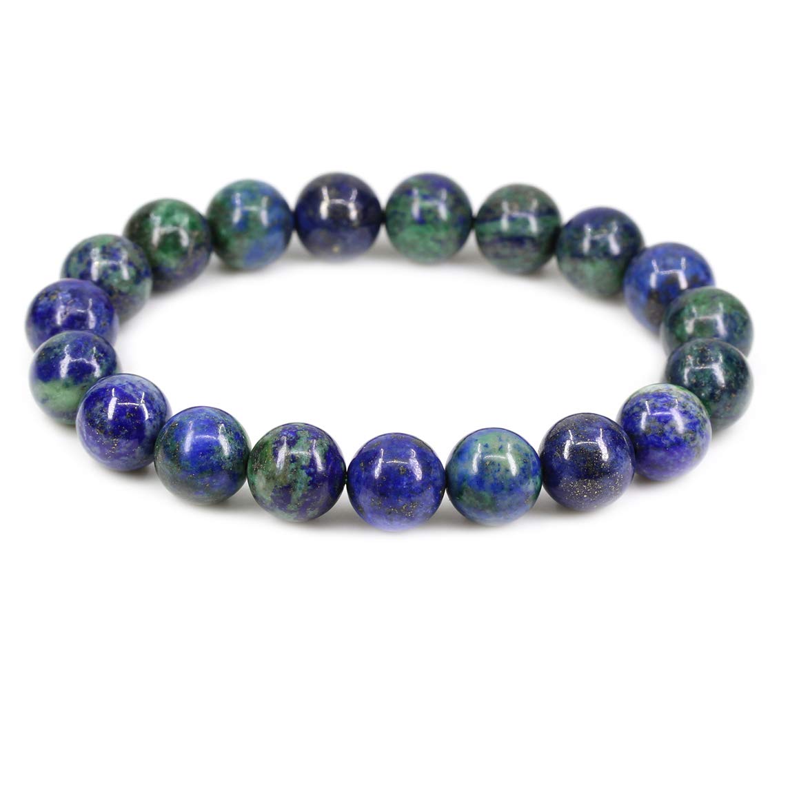CHENYUE Natural Lapis Chrysocolla Gemstone 10mm Round Beads Stretch Bracelet 7" Unisex