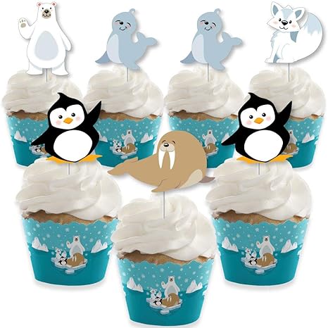 Amazon Com Big Dot Of Happiness Arctic Polar Animals Cupcake