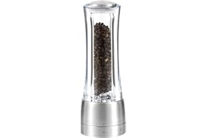 JIAWEIPRODUCT Jiawei Product - 7-inch Refillable Stainless steel pepper grinder, Unbreakable polycarbonate bottle body, adjustable thickness, easy to clean, suitable for pepper and various spices