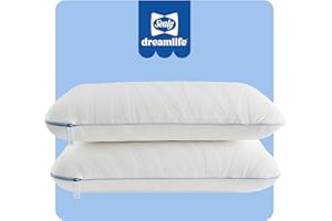 SEALY Dreamlife Queen Size Memory Foam Cooling Surface Guard Technology, Removable Machine-Washable Cover, 1 Year Warranty, White (2 Pack) Pillow, 2 Count