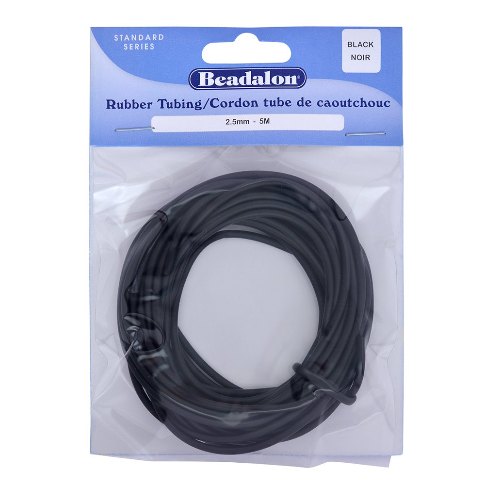 Beadalon 2.5 mm 5 m Rubber Tubing, Black
