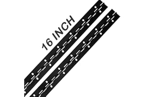 EVANCENT 16Inch Black Continuous & Piano Hinges, 2Pcs Stainless Steel Continuous Hinge with Holes, Heavy Duty Polished Stainless Piano Hinges for Boat Cabinets Storage Box, 0.04" Leaf Thickness 1.2”Open Width