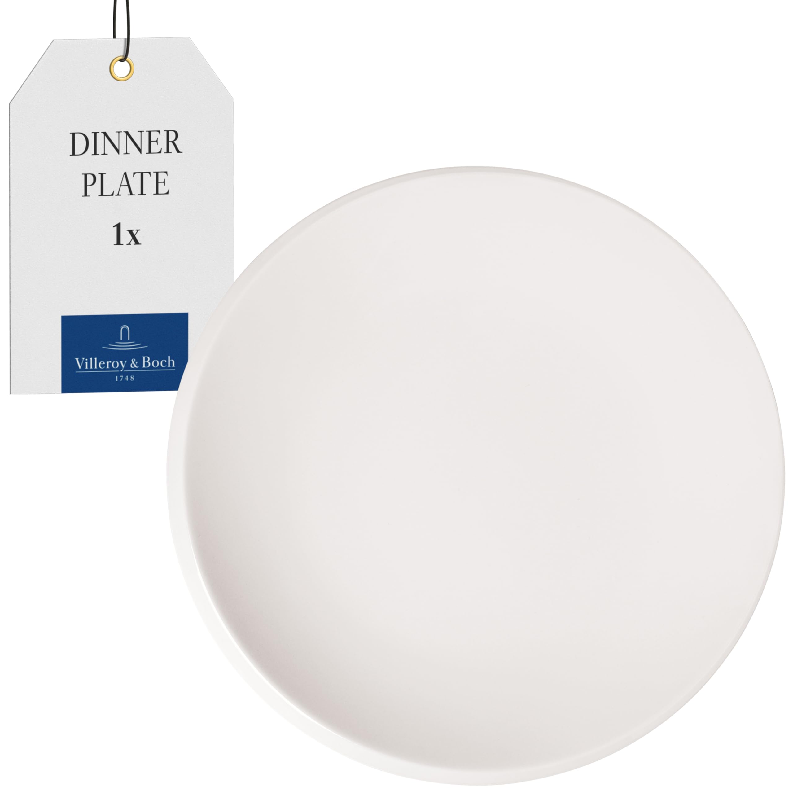 Villeroy & Boch - NewMoon dinner plate, modern plate for day-to-day use and for beautifully decorated dinner tables, premium porcelain, dishwasher safe, white, 27 cm
