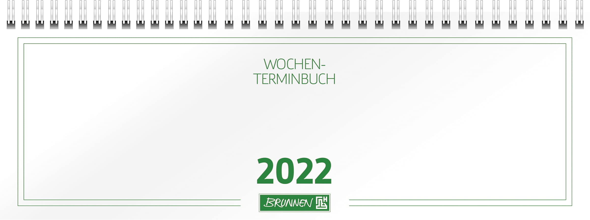 BRUNNEN 1077201002 Desk Calendar/Landscape Appointment Book Model 772, 2 Pages = 1 Week, 29.7 x 10.5 cm, Cardboard Envelope, White, Calendar 2022, Wire-O Binding