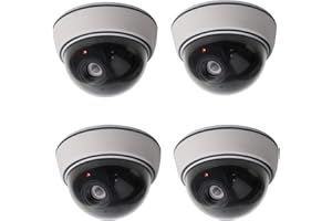 Lebote (4 Pack) Fake Dummy Security Camera CCTV Dome Camera with Flashing Red LED Light Dummy Surveillance Camera Outdoor Ind