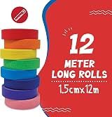 JFA Supplies Rainbow Masking Tape Set 8 Rolls 1.5cm x 12m Crafts Office Home DIY view 3
