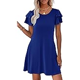 Hount Women's Summer Dresses 2026 Ruffle Sleeve Sundresses Casual Beach Mini Dresses with Pockets