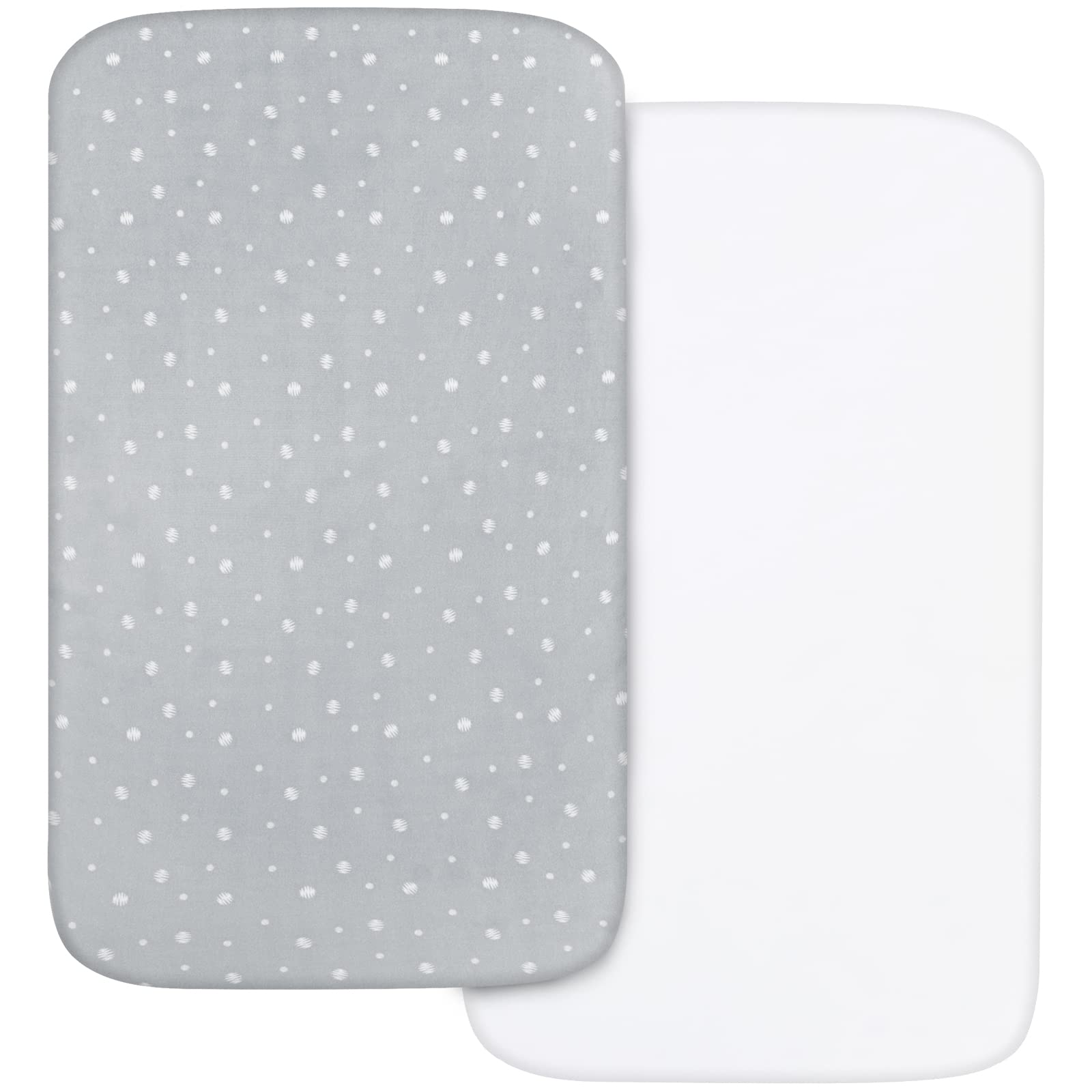 Next to Me Crib Sheets Fitted 83x50cm, Baby Bedside Crib Sheets 2 Pack, Ultra Soft, White & Grey Dot Print