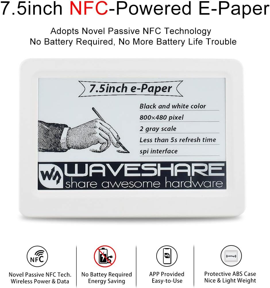 7.5inch Passif NFC-Powered E-Paper Display, Sans Fil Tunisia