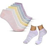 BONISTO Aesthetic Pattern Ankle Socks for Women - Soft & Thin Bamboo Rayon Socks for Women Low Cut - Assorted No Show Socks - 6 Pairs