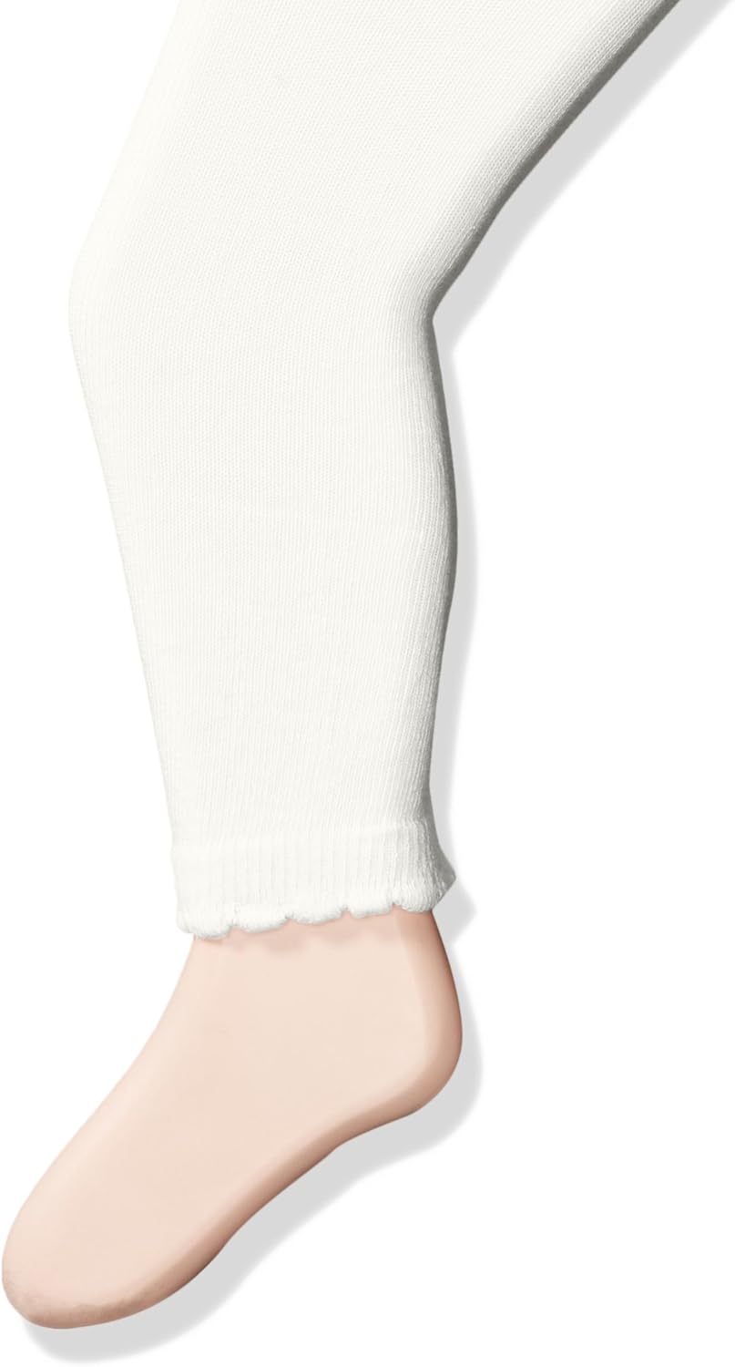 Jefferies Socks Girls' Baby Cotton Footless Tights with Scalloped Edge: Clothing