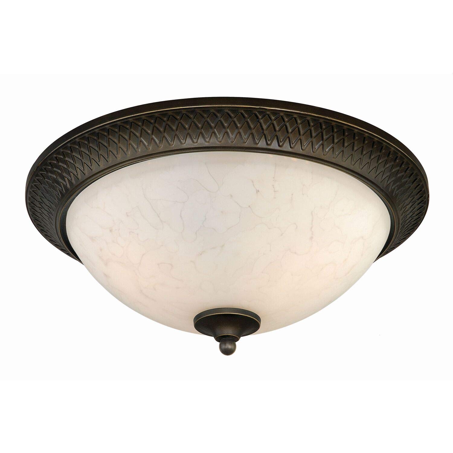 Nova 15-in W Bronze Flush Mount Ceiling Light Fixture White Glass