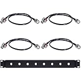 BNC Antenna Relocation Kit, 19" 1U Rack Mount Antenna Extender | Hinged Front Panel with 4x24" BNC Cables for Shure/Sennheiser, Front Mount Antenna Rack Kit