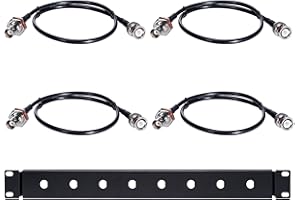 BNC Antenna Relocation Kit, 19" Rack Mount Antenna Extender – 1U Hinged Front Panel with 4x24 BNC Cables for Shure/Sennheiser