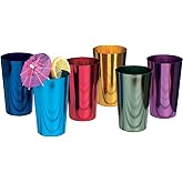ALUMINUM TUMBLERS Retro Jewel Aluminum Colored Tumblers Cups Set of 6, Multicolor,