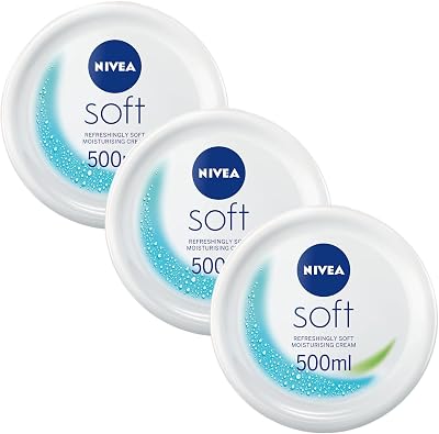 NIVEA Soft Moisturising Cream 500ml Pack of 3 Vitamin E Jojoba Oil