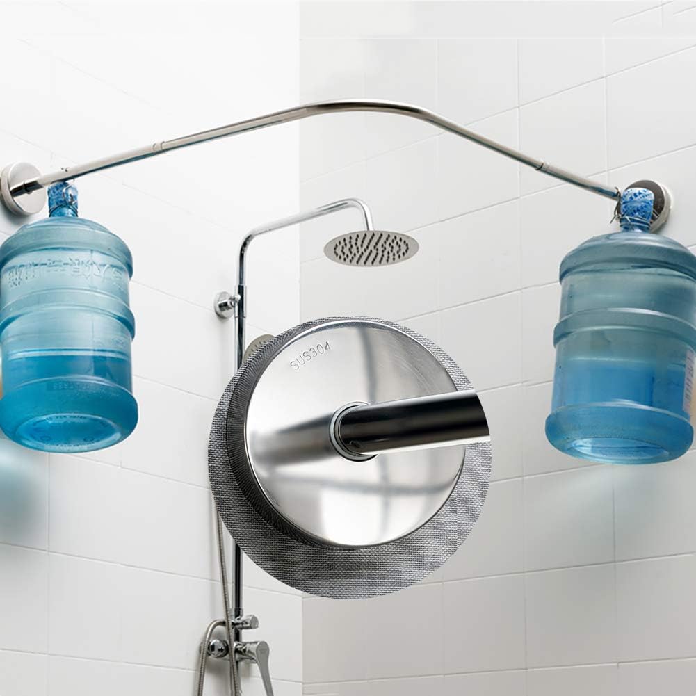 MEVIDA No Drill Curved Shower Rod, L Shape Adjustable Shower Curtain