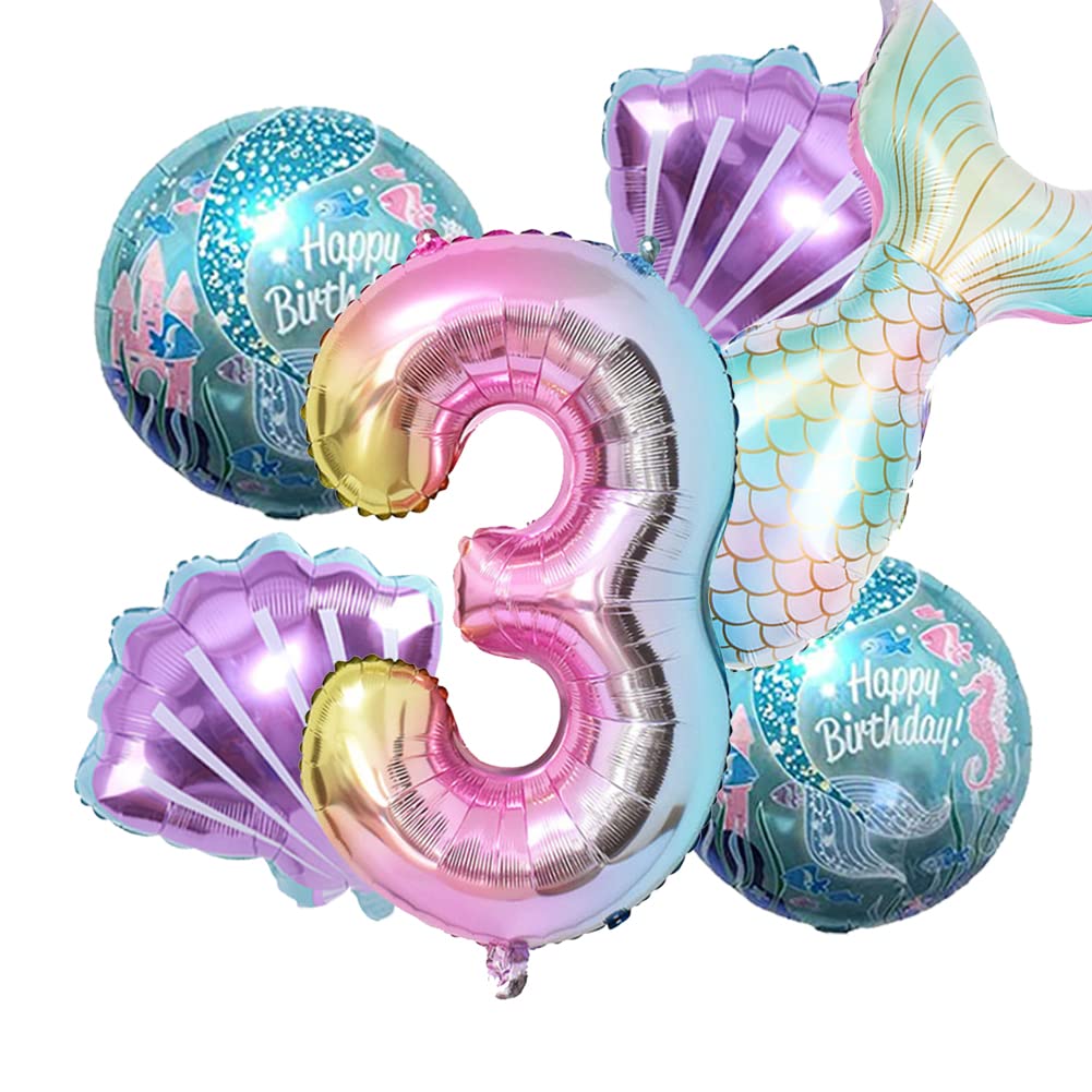 Photo 1 of Mermaid Birthday Decoration Kit - Sea Balloons, Foil Balloons with Mermaid Tails for Girls' Party (No. 3)