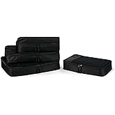 Amazon Essentials 4-Piece Packing Cubes Travel Accessories Set, Luggage Organizer with Double Zipper, Mesh Top, Space-Saving Design, Webbing Handle, 2 Medium/2 Large, Black (Previously Amazon Basics)
