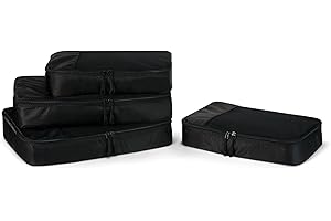 �鶹�� Essentials 4-Piece Packing Cubes Travel Accessories Set, Luggage Organizer with Double Zipper, Mesh Top, 100% Polyeste