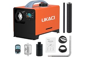 LIKACI Diesel Heater All in One 5KW-8KW 12V/ 24V Diesel Air Car Parking Heater with Upgraded LCD Switch Display& Remote Control, Fast Heating, for RV, Garage, Car Trailer, Truck, Boat (Orange)