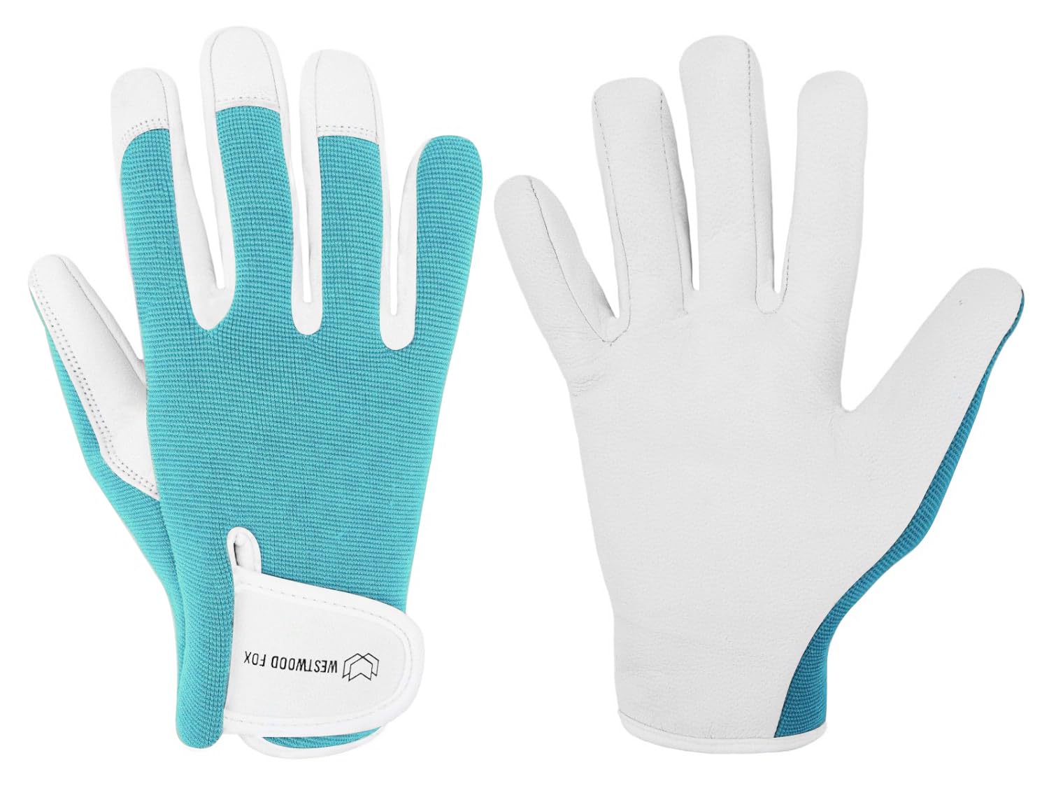 WESTWOOD FOX Ladies/Mens Leather Gardening Gloves Thorn Proof Rigger Garden work gloves, Safety Working Gloves, Premium Quality (Cyan, S)
