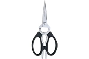 Messermeister 8-Inch Take-Apart Kitchen Scissors, Black - Includes Screwdriver, Nut Cracker, Jar Lid Opener/Gripper, Bottle O