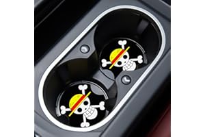 JUPSWAN Car Cupholder Coaster Absorbent 2 Pack Trendy Cool Anime Skull Design Rubber New Automotive Cup Holder Decal Decor Accessories for Women Men BD355