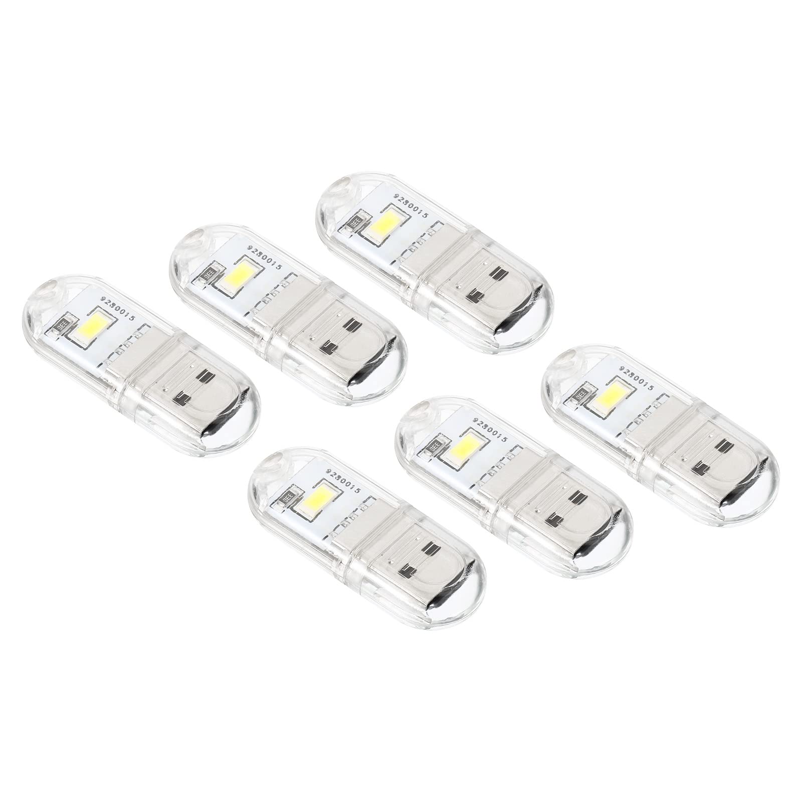 PATIKIL USB Night Light, 6 Pack Portable Plug-in Mini LED Lamp Stick 2 Beads for Home Decor Reading Sleeping Camping, White