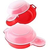 2 sets Microwave Egg Cooker,1 Minute Fast Egg Hamburg Omelet Maker Kitchen Cooking Tool(Red and clear)