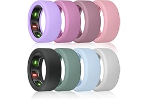 NewJourney 8 Pack Protector Compatible with RingConn Gen 2, Anti Scratch Elastic Silicone Cover for Working Out (S, Violet/Grape/Raisin/BeanPink/LightBlue/Green/Grey/Black)