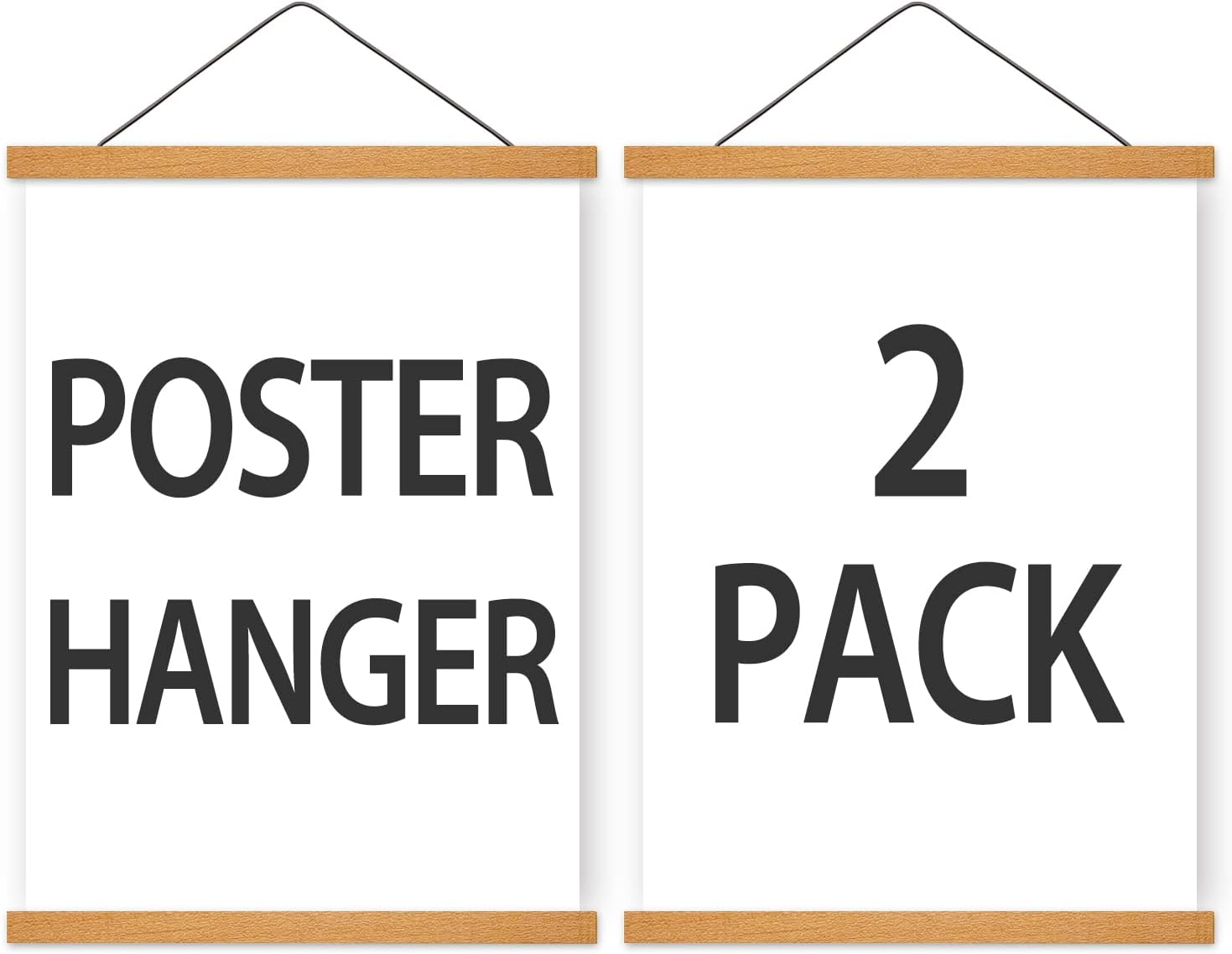 Wall Décor - Poster Hanger Magnetic Frames, Strong Magnet, Wood Poster Hanger for Diamond Painting, Maps, Pictures, Prints, Scrolls, Canvas Artwork, Movie Poster, Bedroom, Office, Dining Room