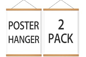 HONKKI Poster Hanger Magnetic Frames, Strong Magnet, Wood Poster Hanger for Diamond Painting, Maps, Pictures, Prints, Scrolls, Canvas Artwork, Movie Poster, Bedroom, Office, Dining Room Teak