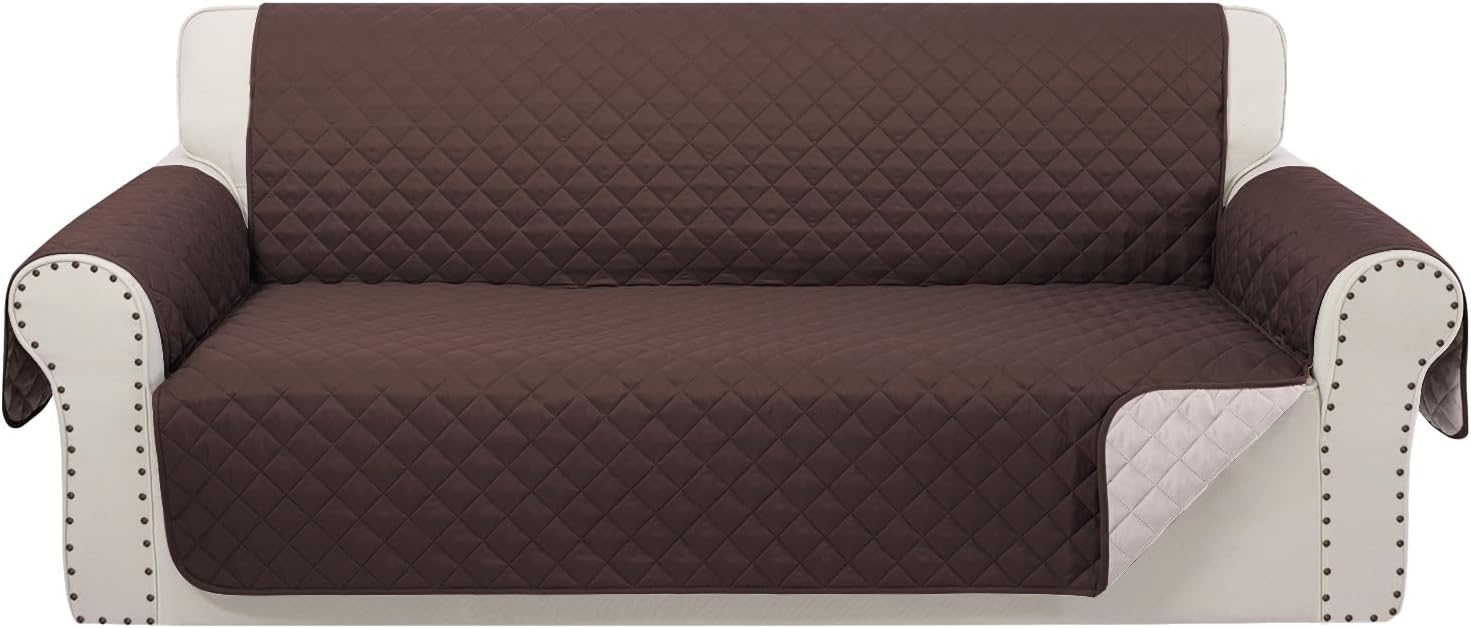 Slipcovers - Luxshare Home Reversible Couch Cover for 3 Cushion Couch Sofa Cover Washable for Pet Friendly with Elastic Straps Water Repellent(Sofa, Chocolate/Beige)