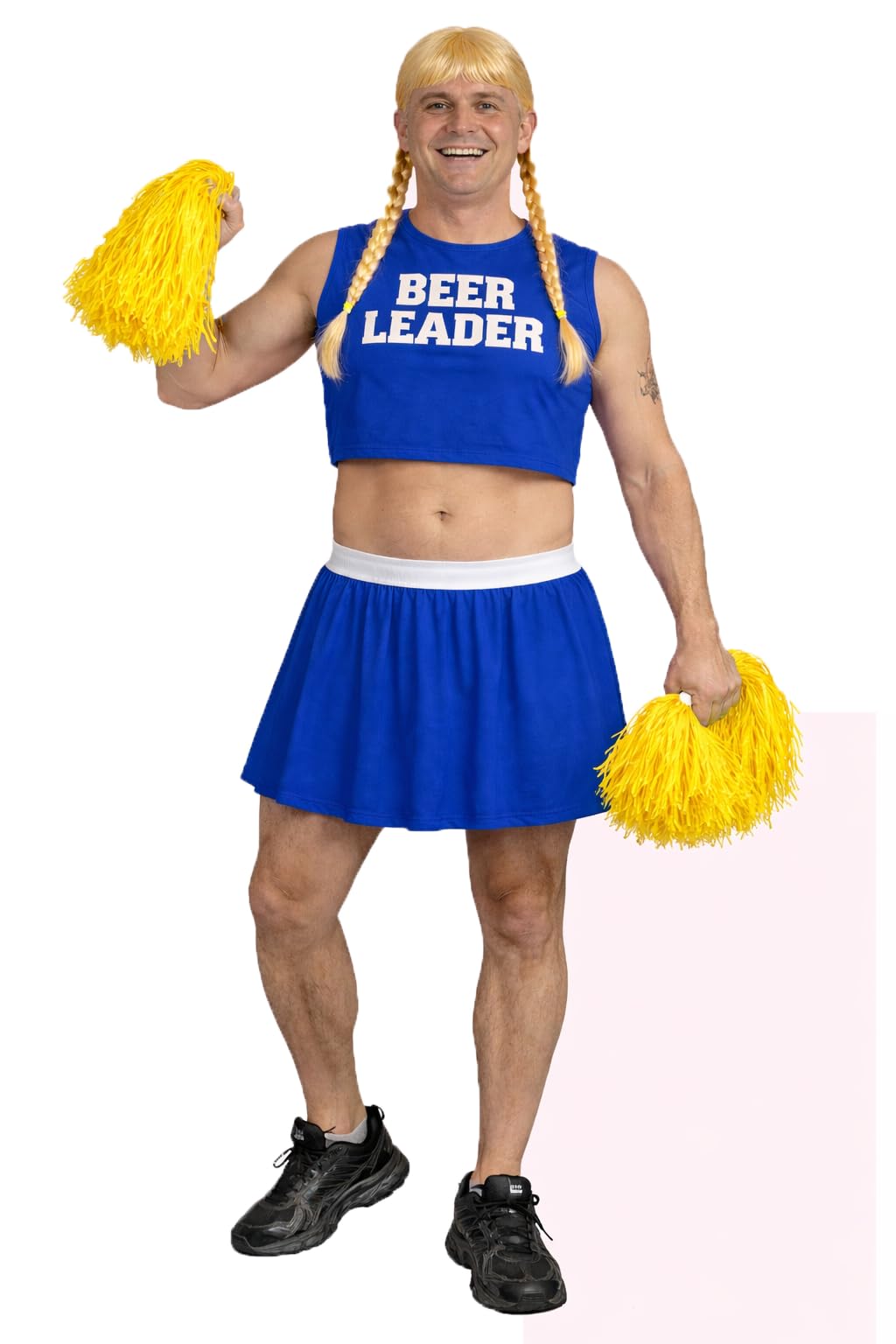 The Dragons Den Mens Funny Cheerleader Beer Leader Stag Party Stag Night Fancy Dress Costume [Blue S-M]