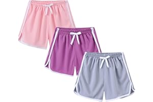 3 Pack Girls Shorts Cotton Pull on Athletic Biker Short Pants Teen Kids Summer Running Sport Training Pants Outfits