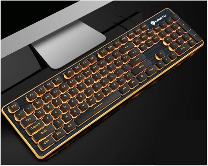 Mute Light up Keyboard,Chocolate Keycaps Orange Backlit Amazon.co.uk