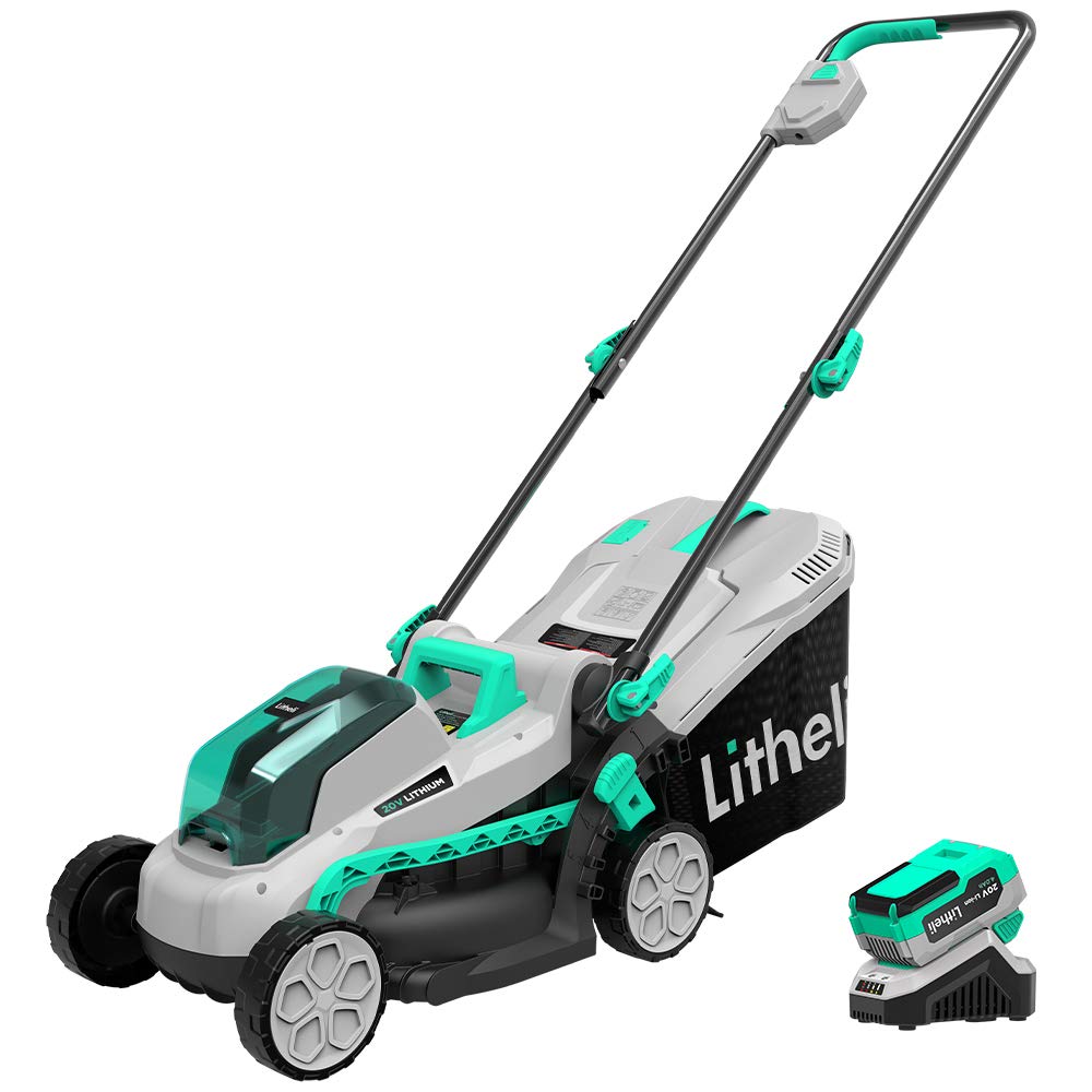 LiTHELi20V Cordless Lawn Mower, Cordless Electric 13-Inch Brushless Lawn Mowerwith 4.0Ah Battery&Charger, for Garden, Yard and Farmwn