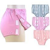Tear Away Underwear for Women, Reusable Post Surgery Briefs, Disabled Adaptive Stick-On Underwear for Easy Dressing Changing (Pink/Purple/Blue,Large)