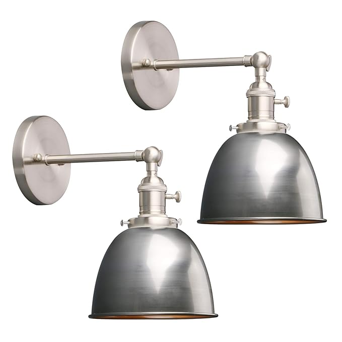 Phansthy Set of 2 Industrial Wall Light with On Off Switch, Retro Style