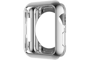 HANKN Case for Apple Watch Series 6 5 4 SE 44mm Case, Plated Shiny Soft TPU Cover Iwatch Bumper [No Front Screen Protector] (Shiny Silver, 44mm)