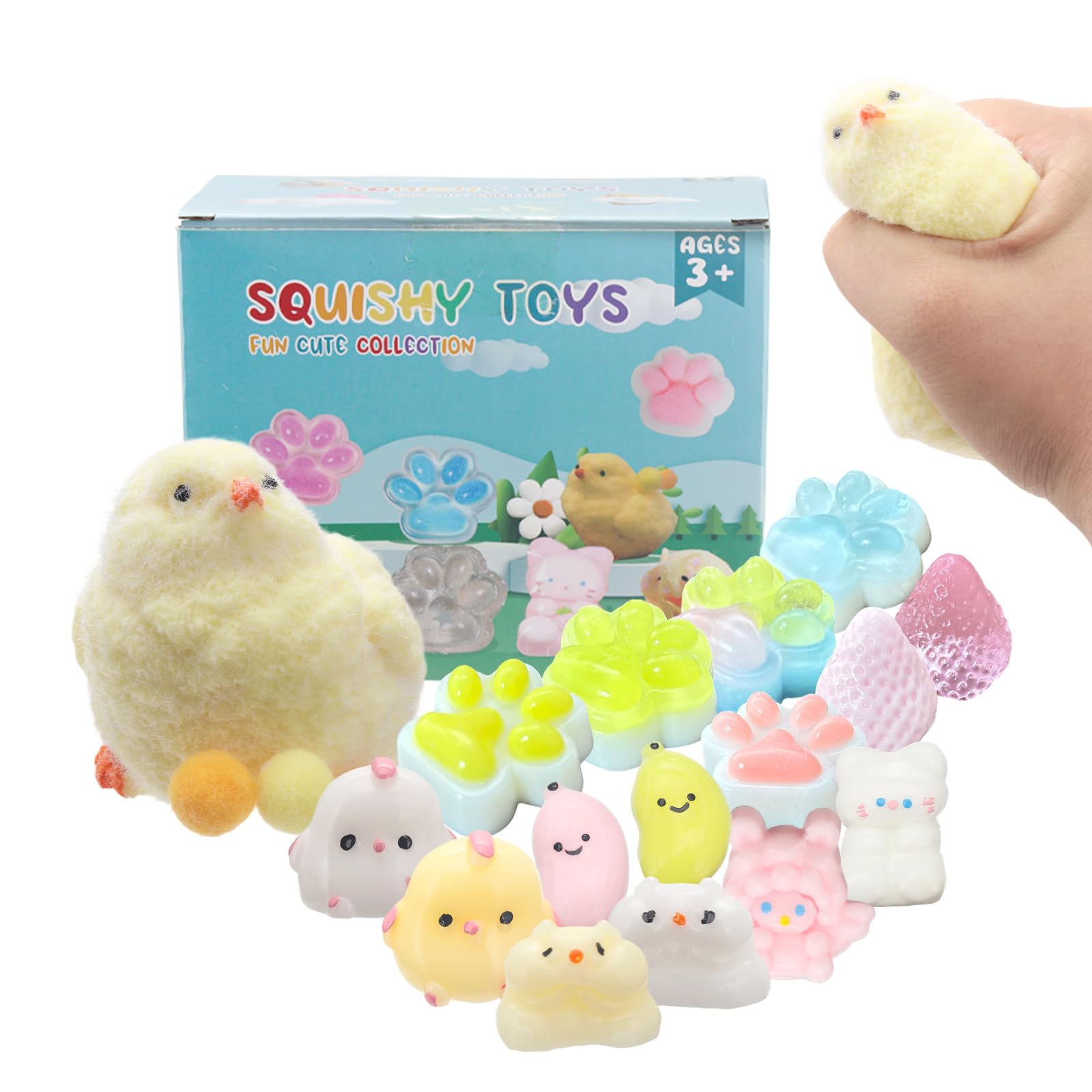 Photo 1 of 16Pack Taba Squishies with Toy Box & Cute Stickers, Kawaii Squishy Stress Relief Toys Party Favors for Kids 4-8 8-12, Squishy Sensory Fidget Toys for Kids Birthday Gifts for Girls&Boys Ideas