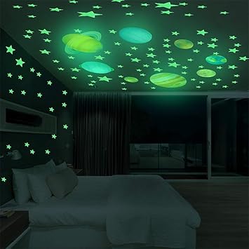 Amazon Com Glow In The Dark Stickers Stars And Planets Removable Wall Decal Stickers For Kids Room Ceiling Night Luminous Space Decoration For Girls And Boys Musical Instruments